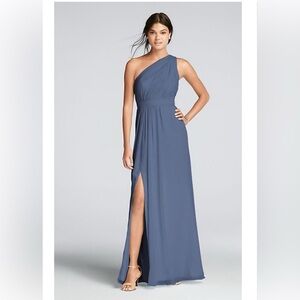 David's Bridal Steel Blue Gown